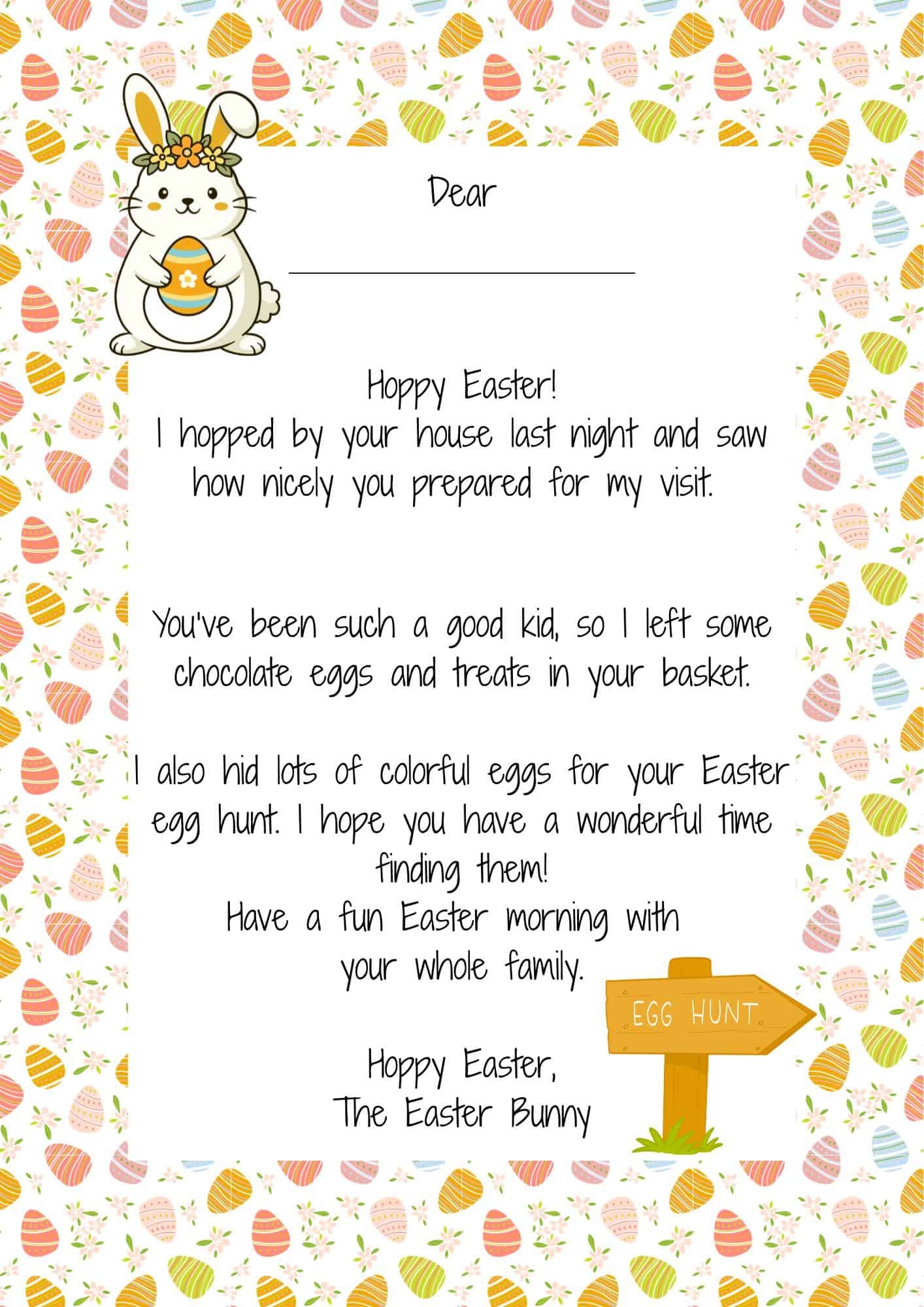 Easter Bunny Letter Free Printable