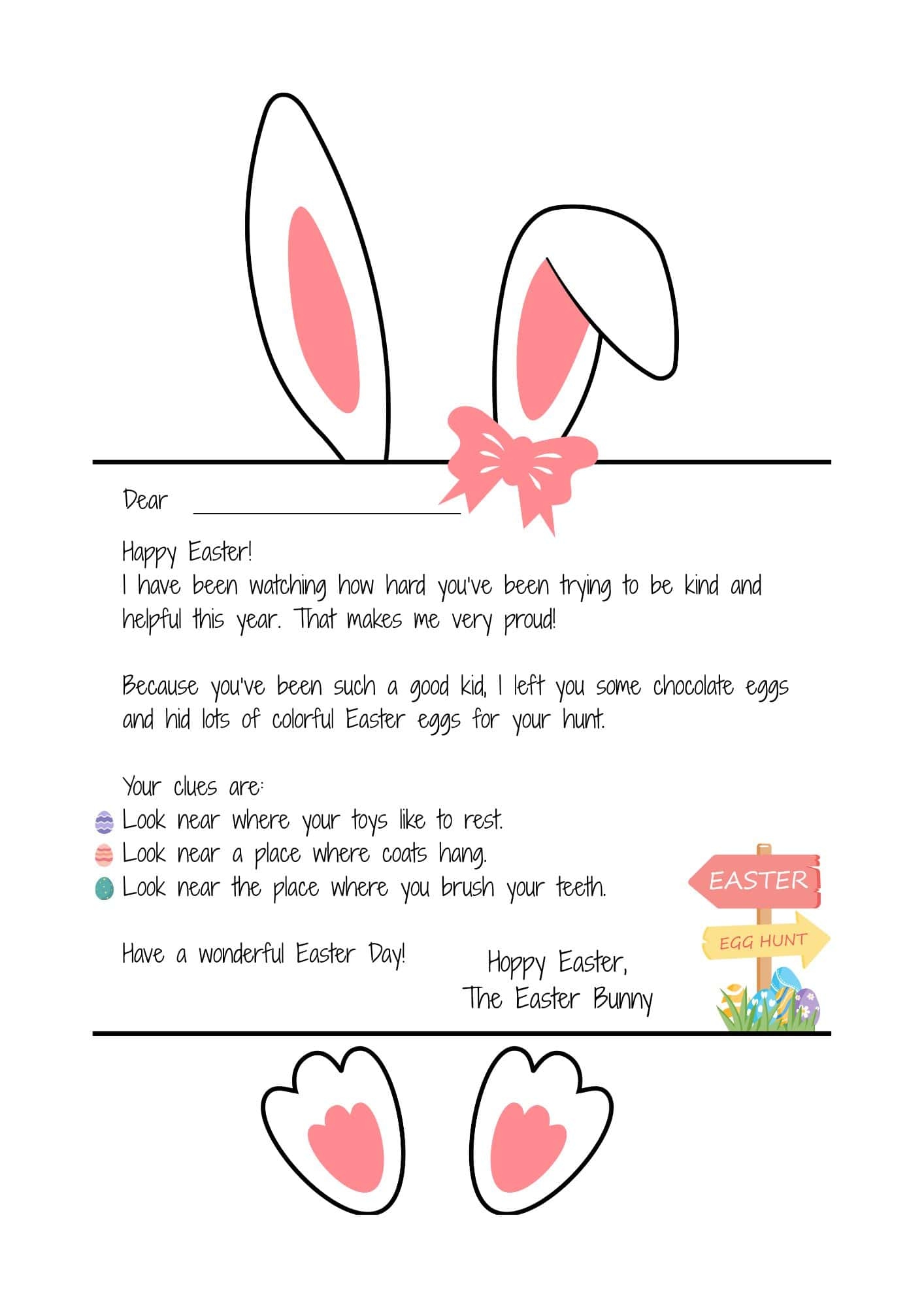 Easter Bunny Letter Free Printable