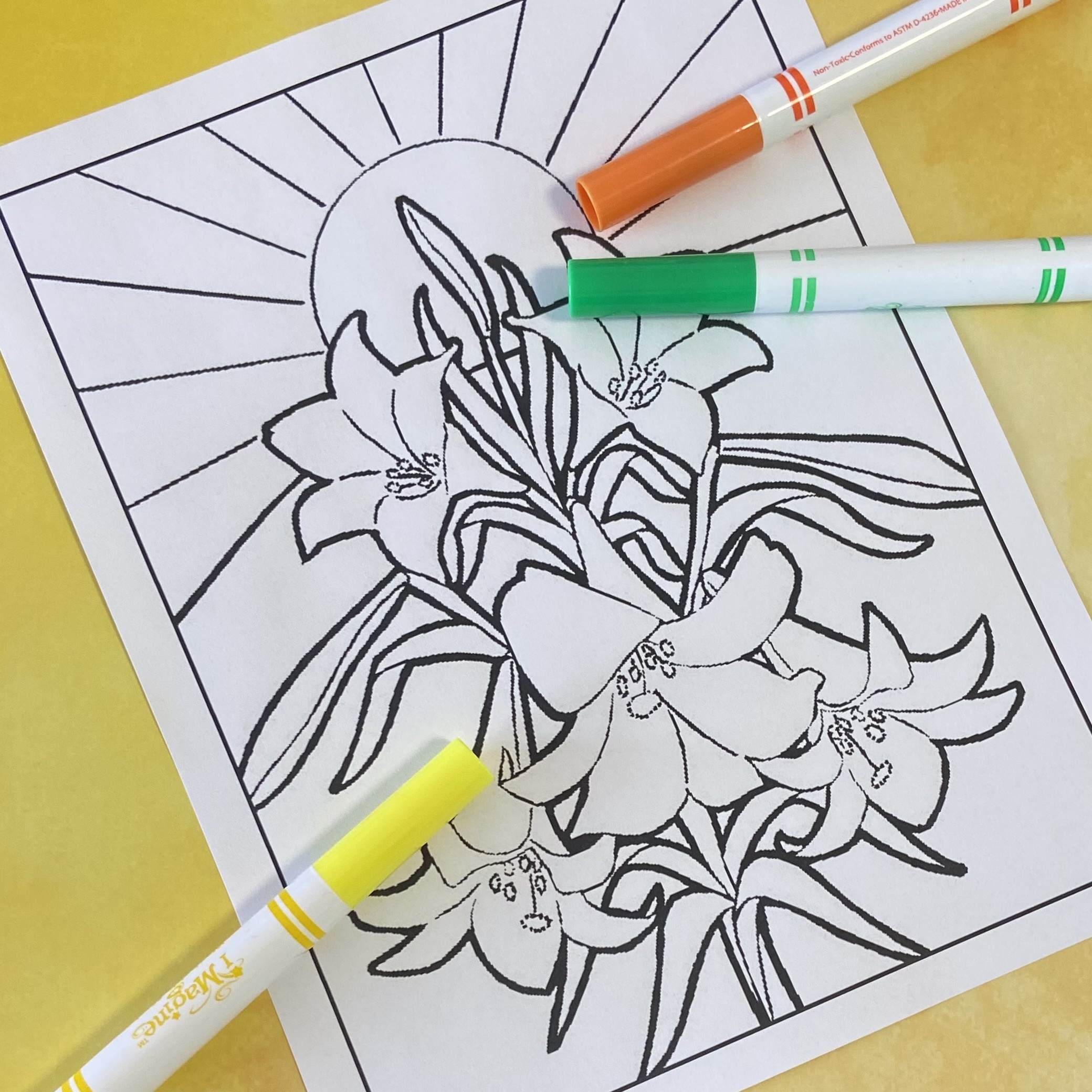 easter lily coloring page printable