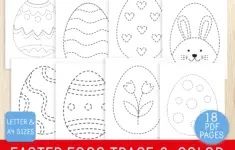 Easter Eggs Trace Color Worksheets 18