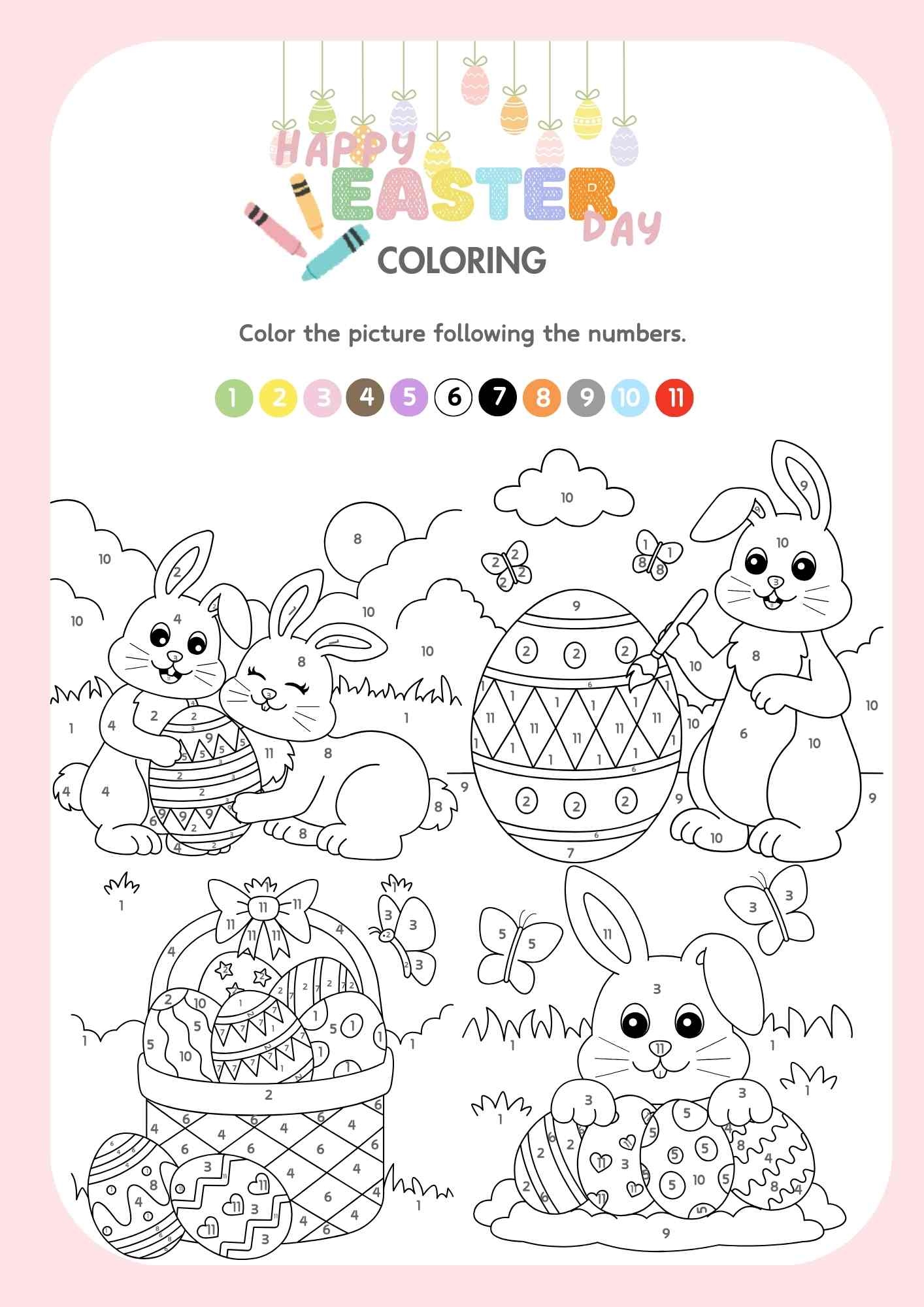 Easter Holiday Color By Number Free Printable Pdf Coloring