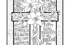 Easter Lily Cross Coloring Page In Two