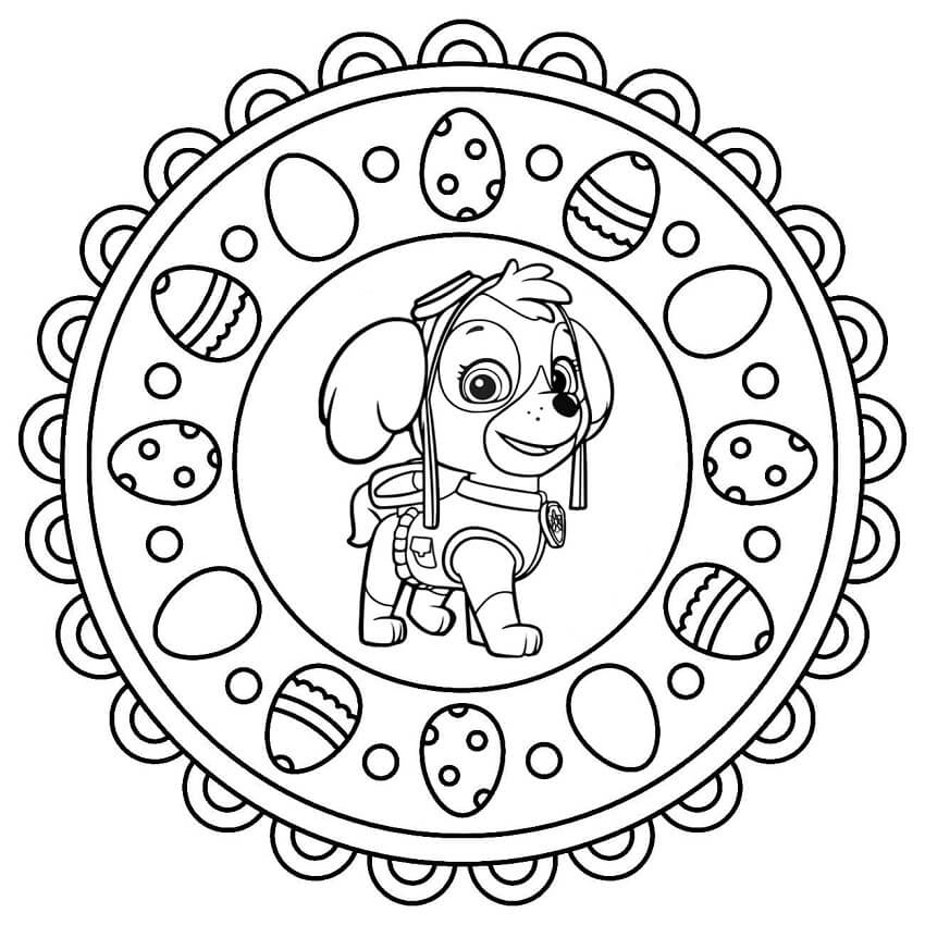 Easter Mandala With Paw Patrol Coloring Page Easter Mandala With Paw Patrol Coloring Page