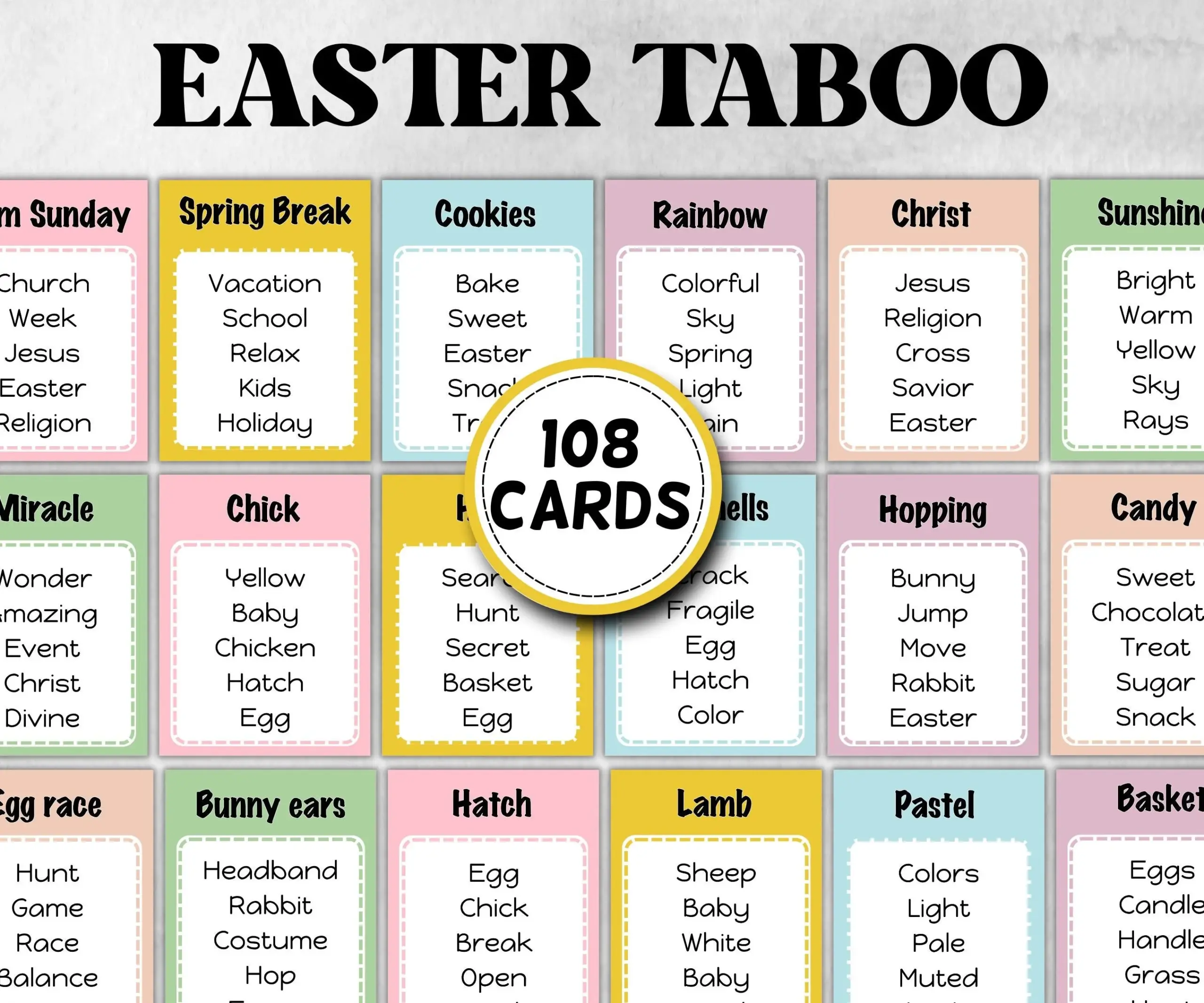 Easter Taboo Printable Game 85737 Easter Taboo Printable Game 85737