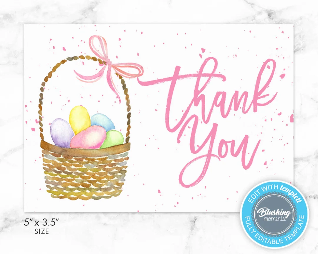 Easter Thank You Card Printable Thank
