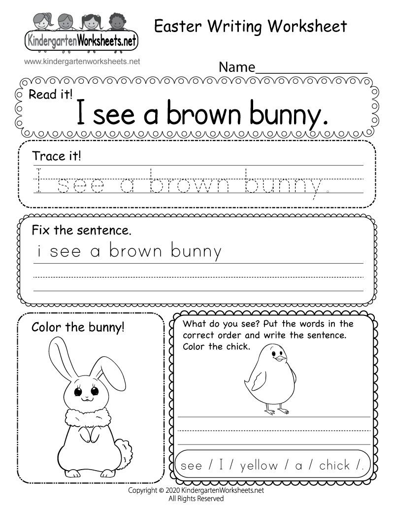 Easter Writing Worksheet Printable Easter Writing Worksheet Printable