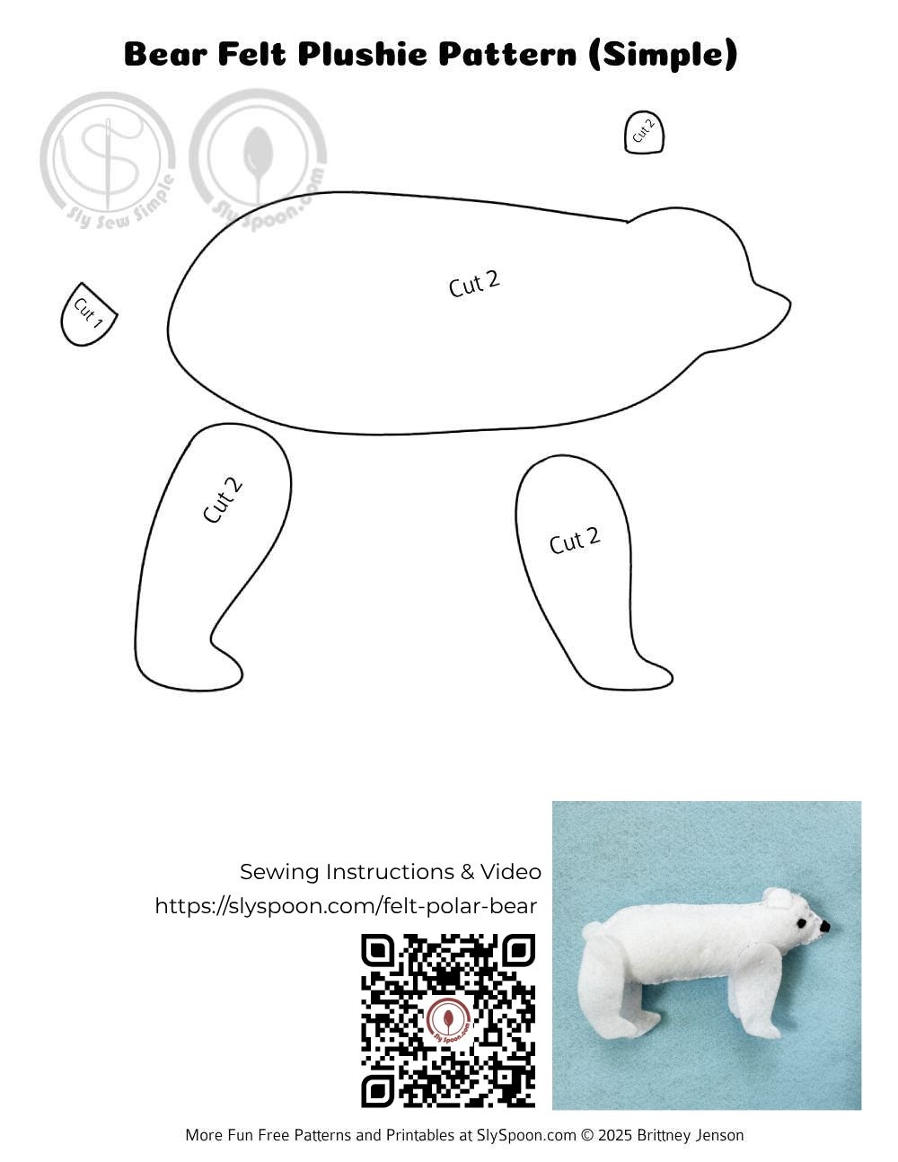 Easy Free Felt Bear Pattern