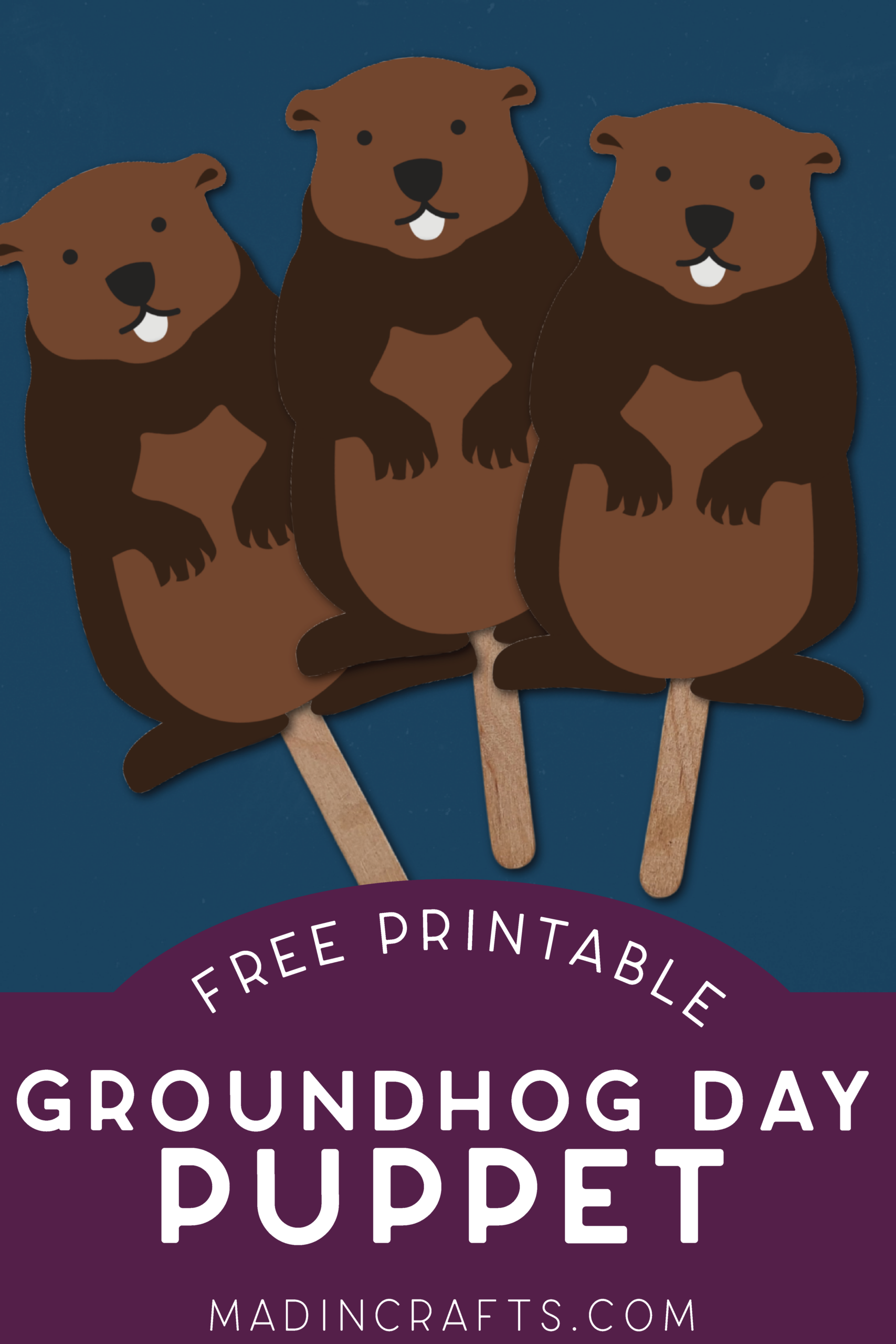 Easy Printable Groundhog Day Puppet