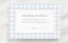 Editable Blue Gingham Baby Shower Diaper Raffle Ticket Template