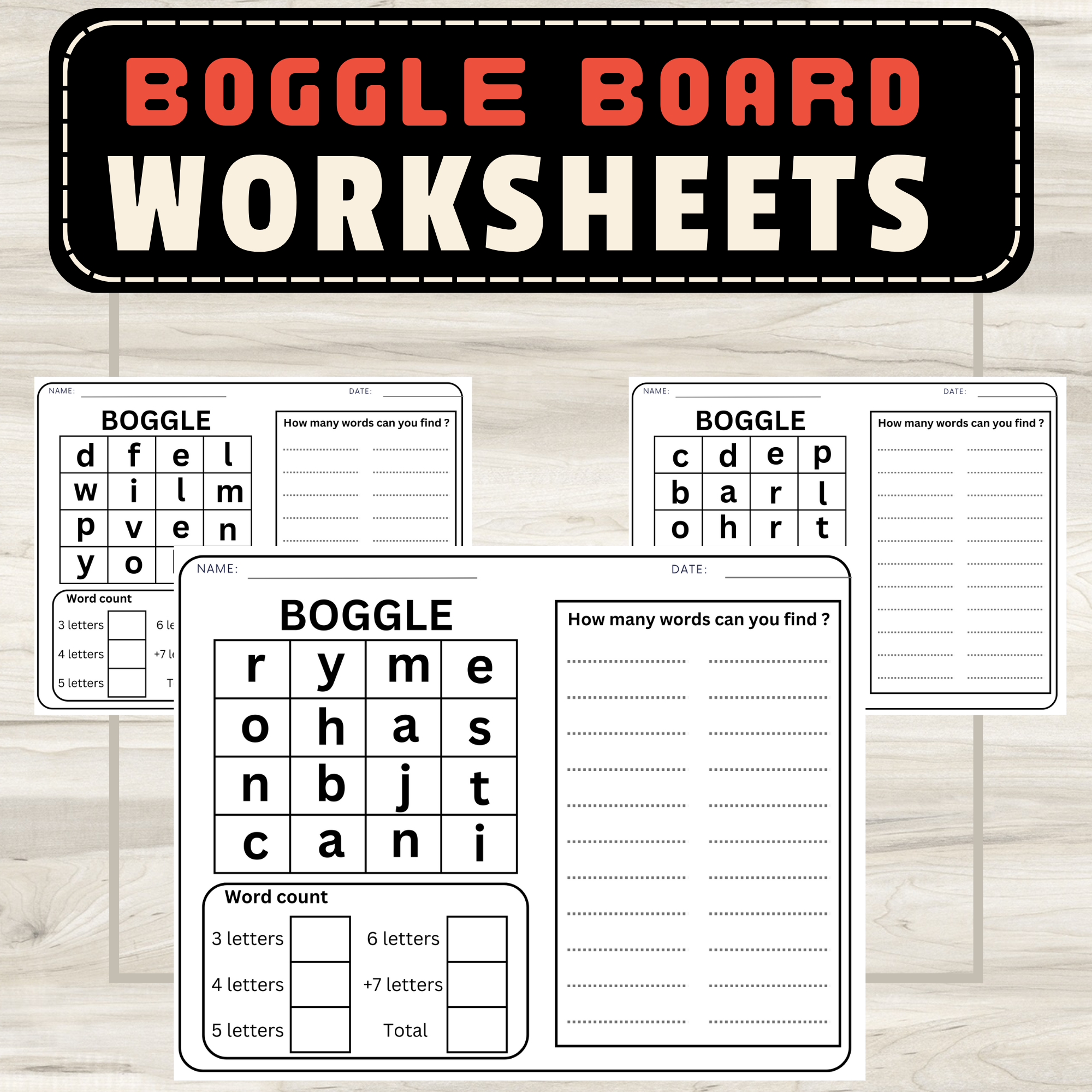 free printable boggle boards