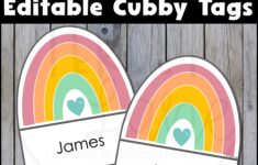 Editable Boho Rainbow Cubby Tags
