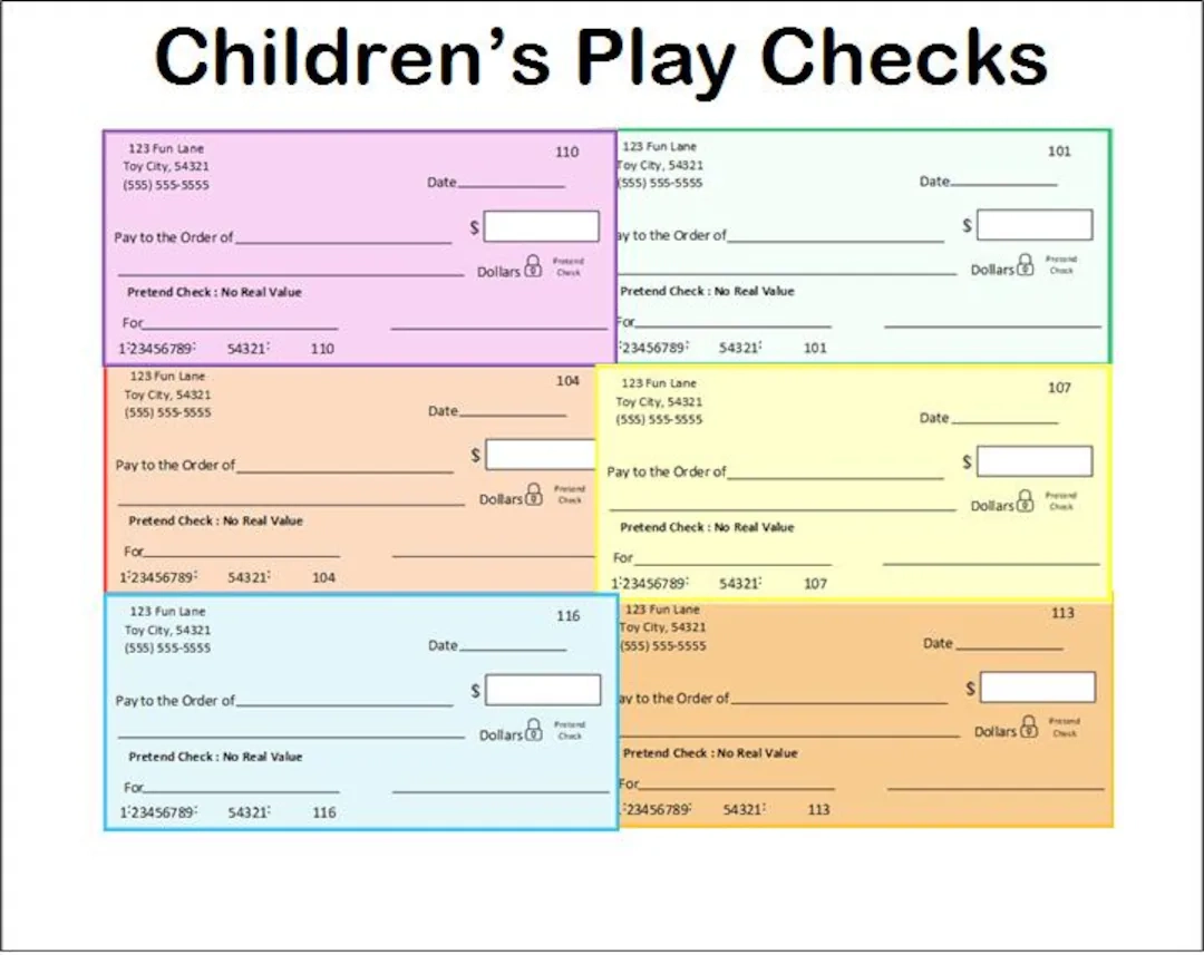 Editable Childrens Play Checksprintable Editable Childrens Play Checksprintable