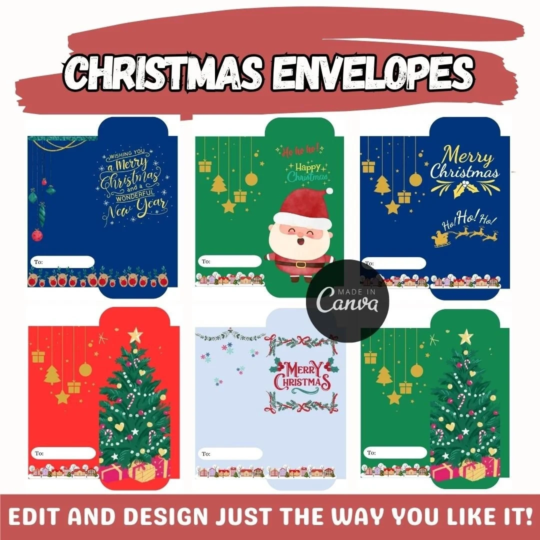 Editable Christmas Money Envelopes Canva Editable Christmas Money Envelopes Canva