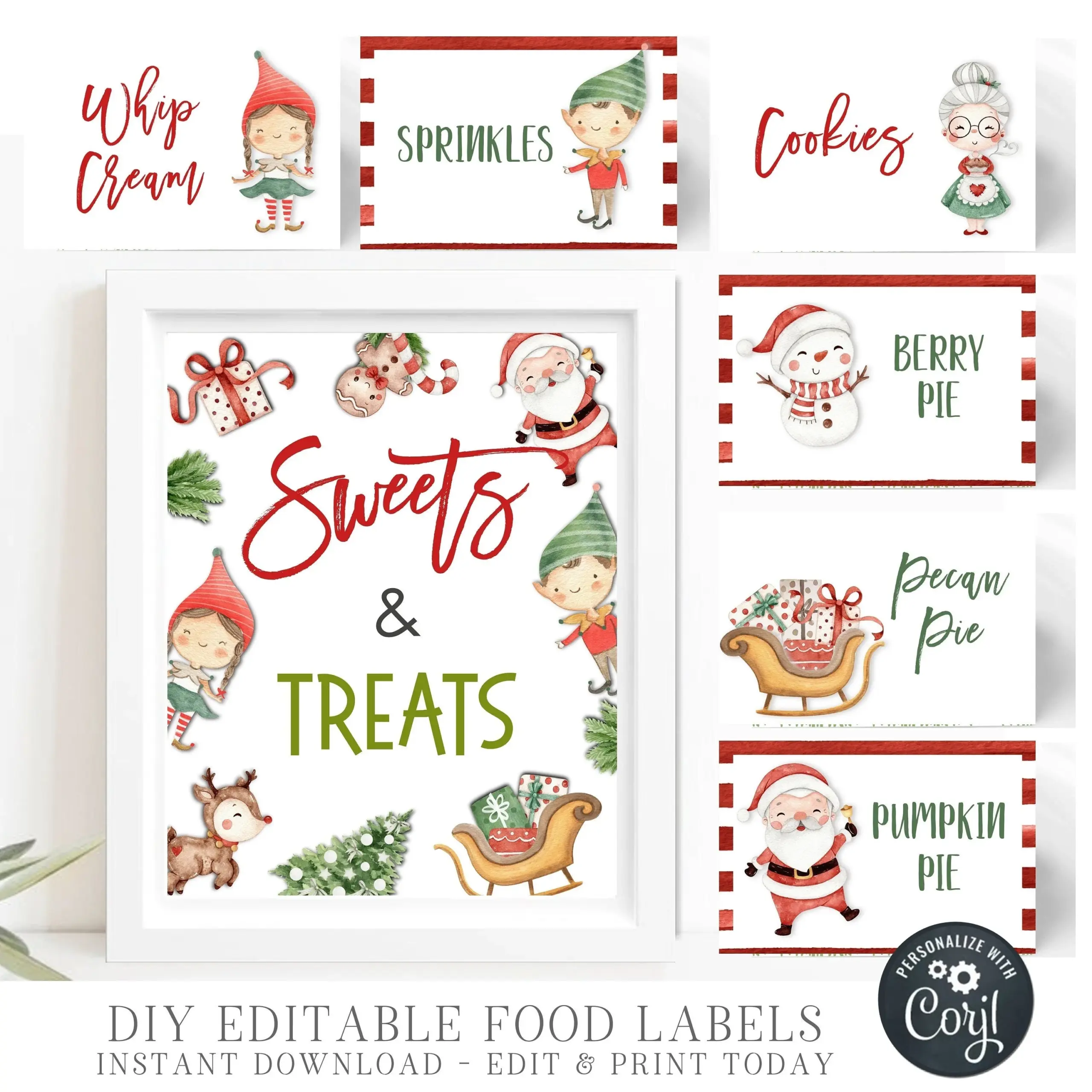 Editable Christmas Party Food Labels Editable Christmas Party Food Labels
