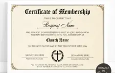Editable Church Membership Certificate