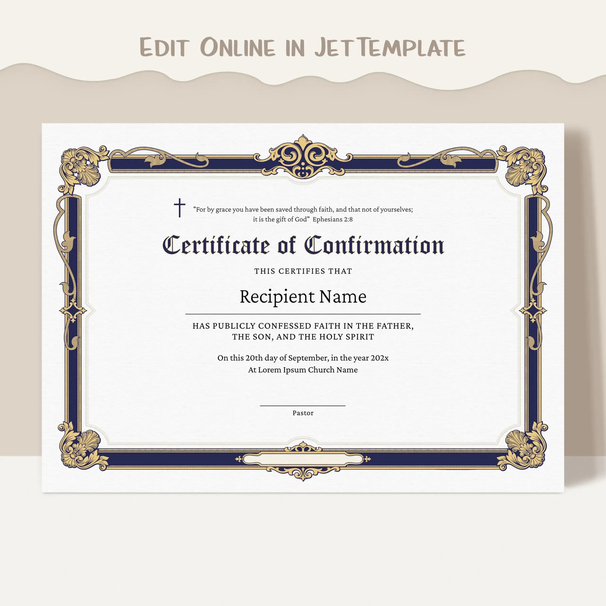 Editable Confirmation Certificate