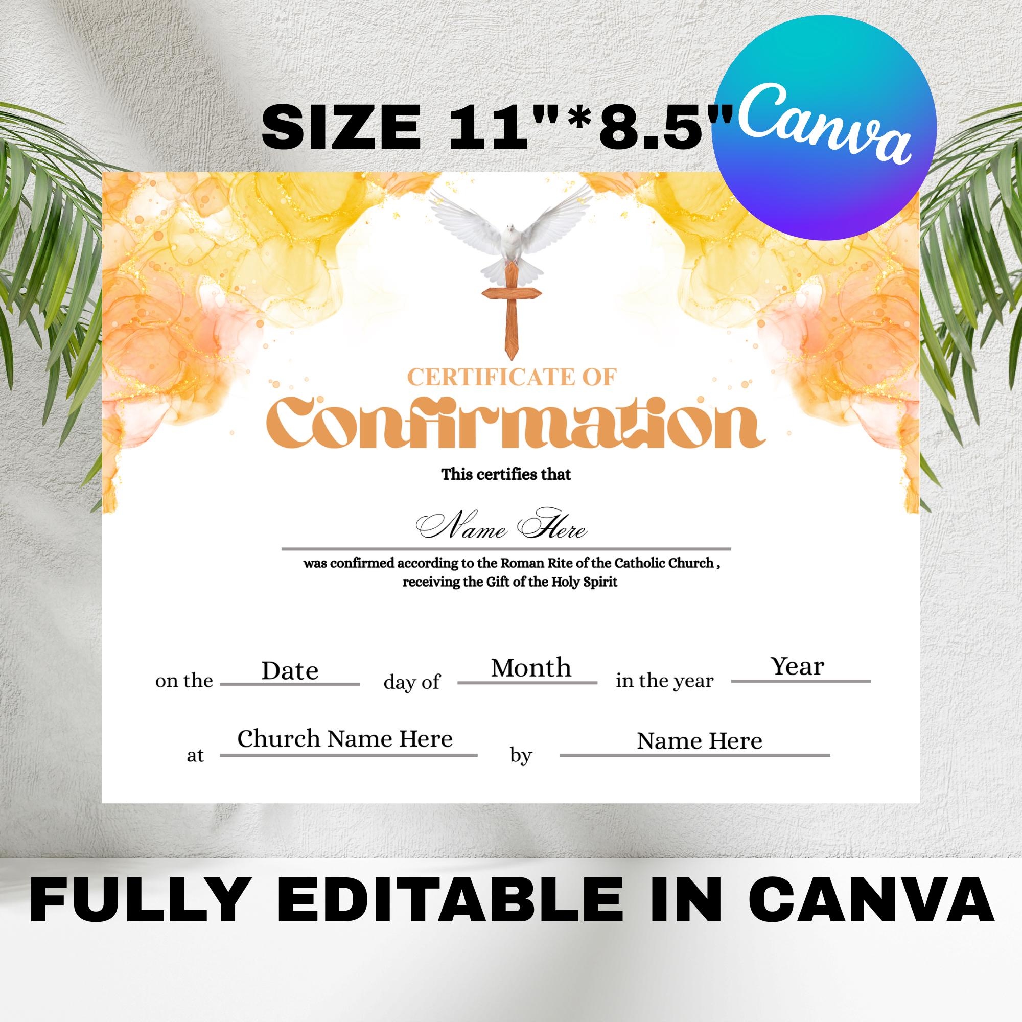Editable Confirmation Certificate Editable Confirmation Certificate