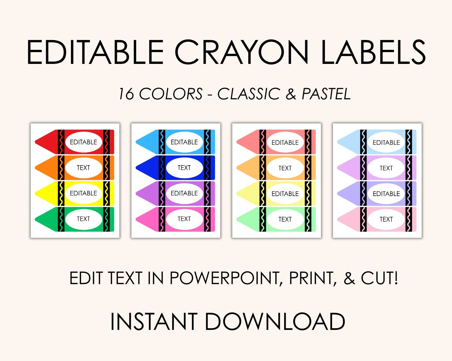 Editable Crayon Name Tags 16 Printable Editable Crayon Name Tags 16 Printable