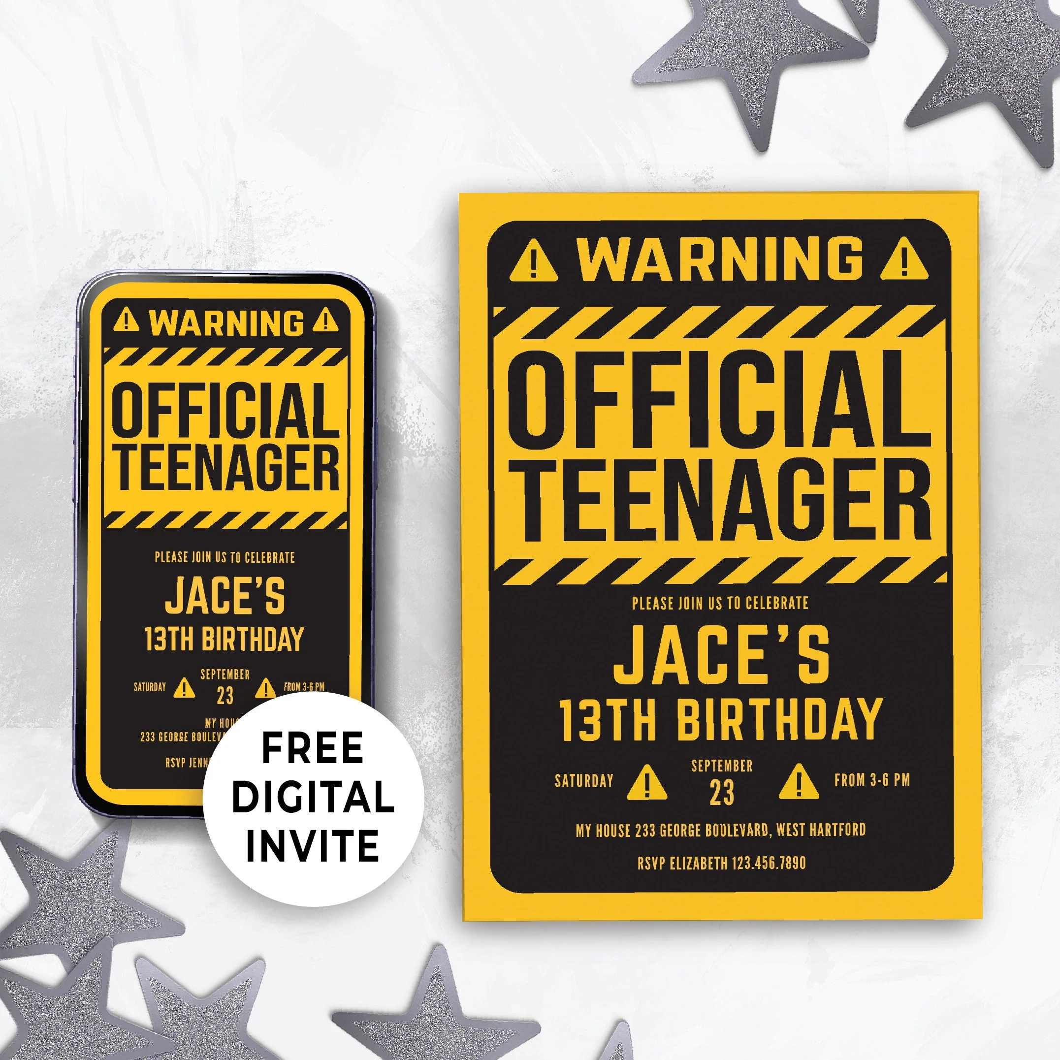 Editable Digital Birthday Invitation For