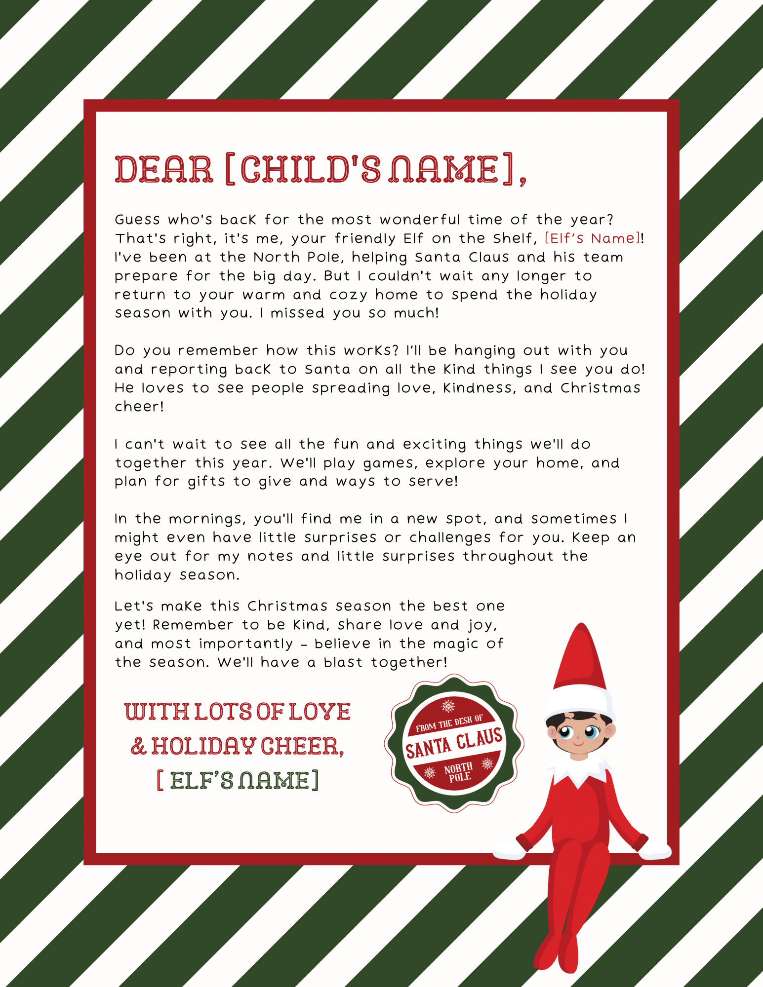 Editable Elf Letter Editable Elf Letter