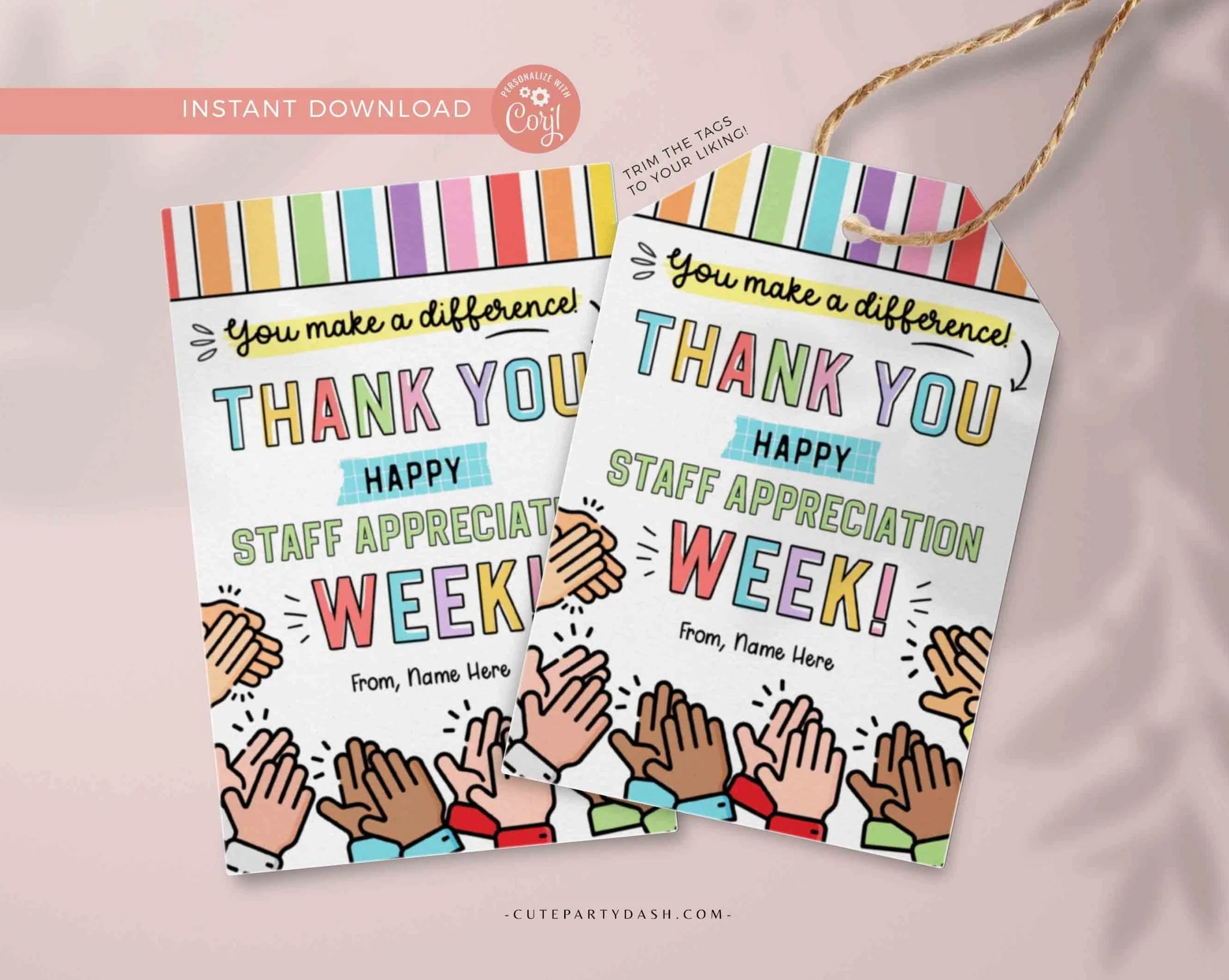Editable Employee Appreciation Week Gift Tag Printable Nurse Appreciation Thank You Card Staff Appreciation Team Member Instant Download