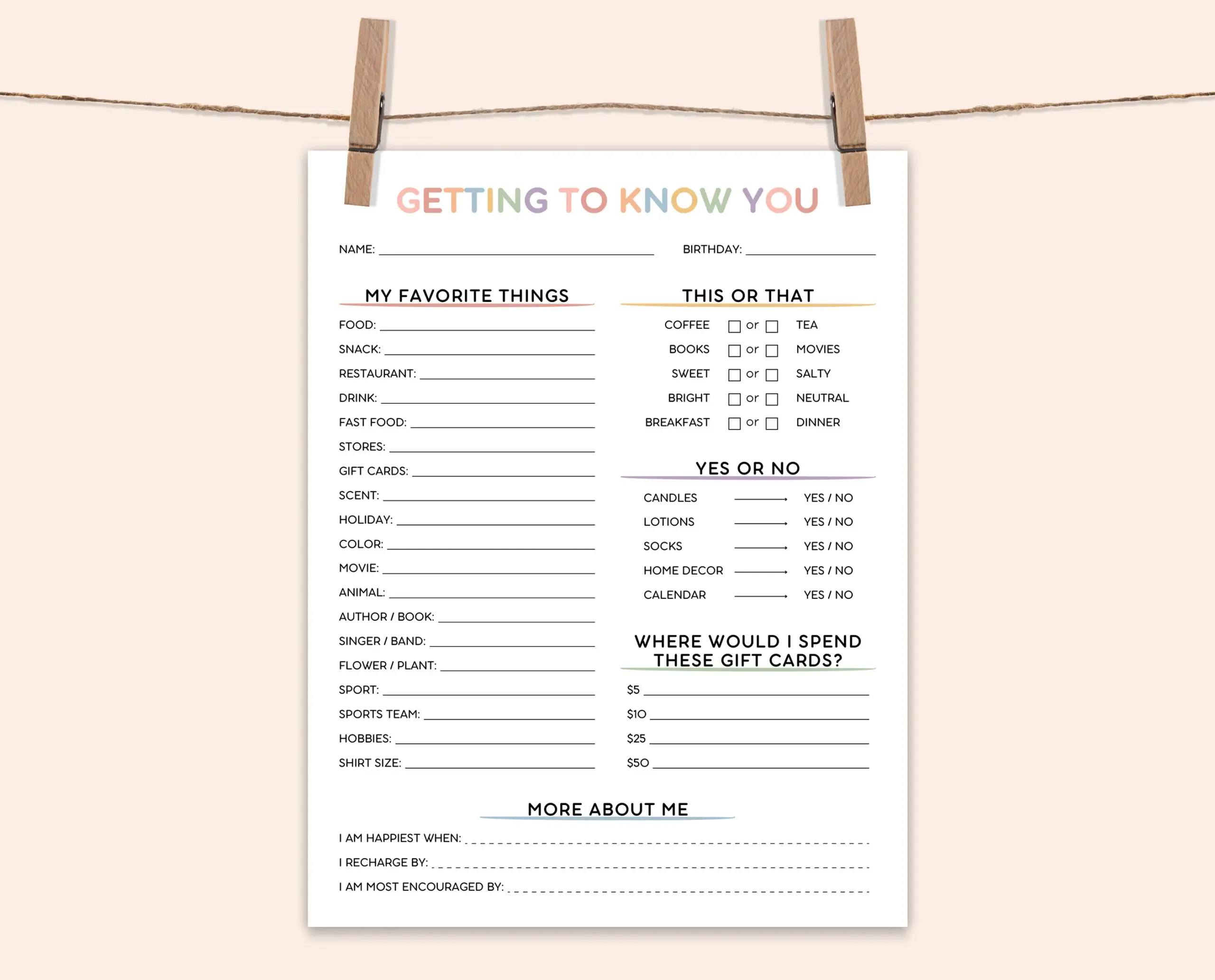 Editable Get To Know You Printable Editable Get To Know You Printable