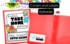 Editable Homework Folder Covers Labels