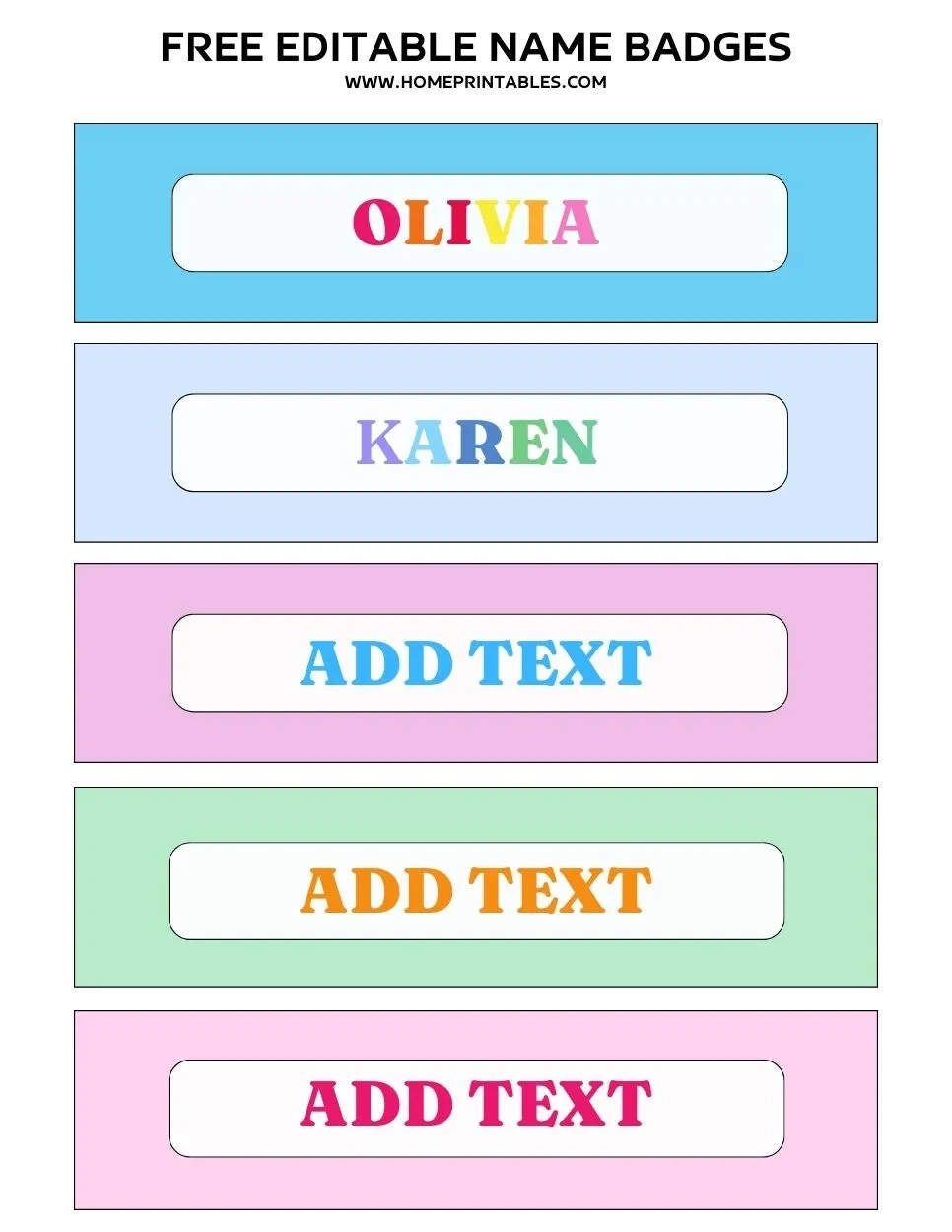 Editable Name Tags Printable Editable Name Tags Printable