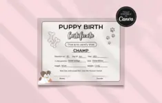 Editable Printable Puppy Birth Certificate