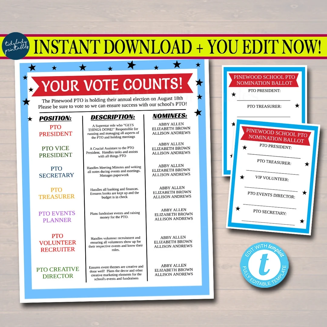 Editable Pto Pta Election Flyer Ballot