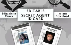 Editable Secret Agent Id Card Template