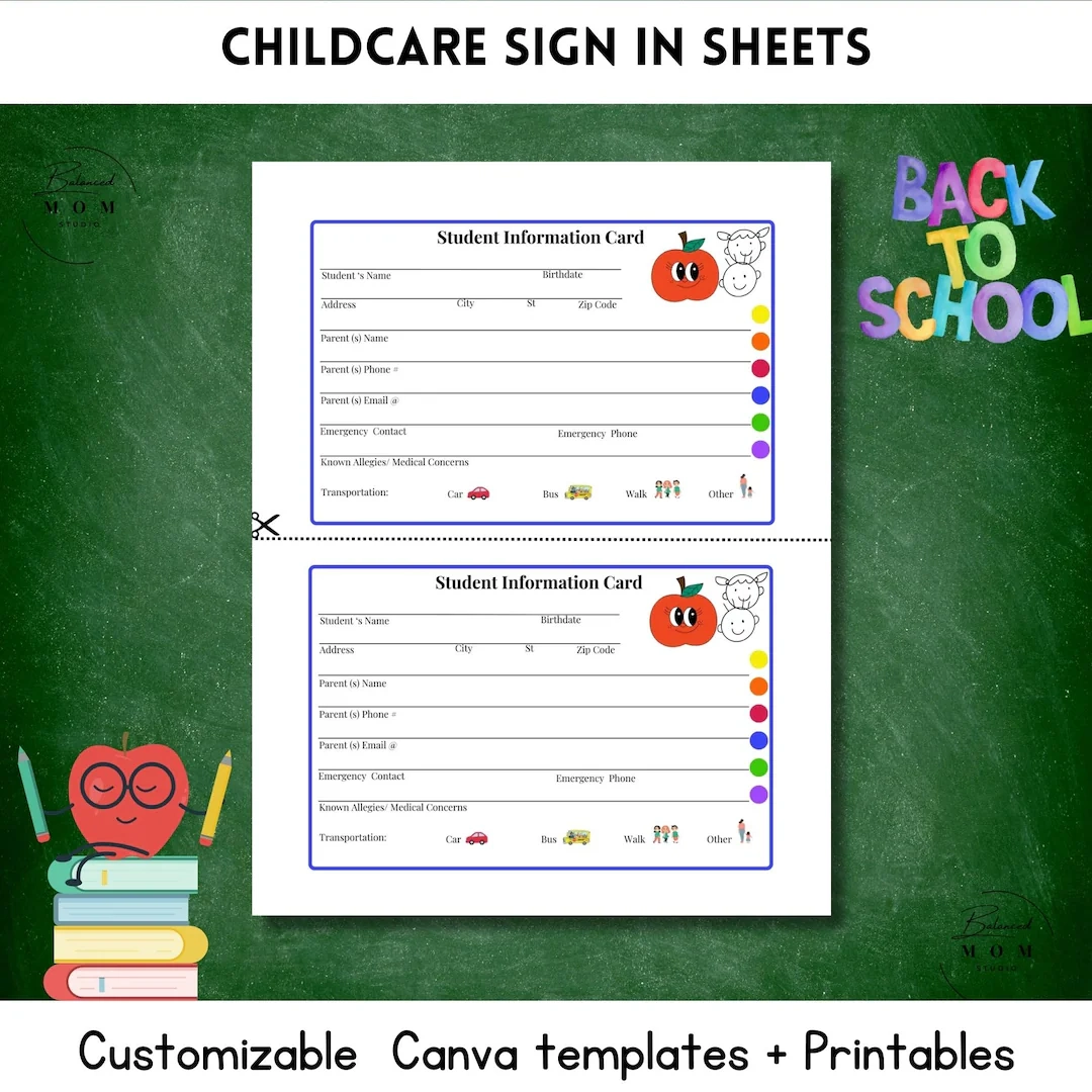 Editable Student Information Card