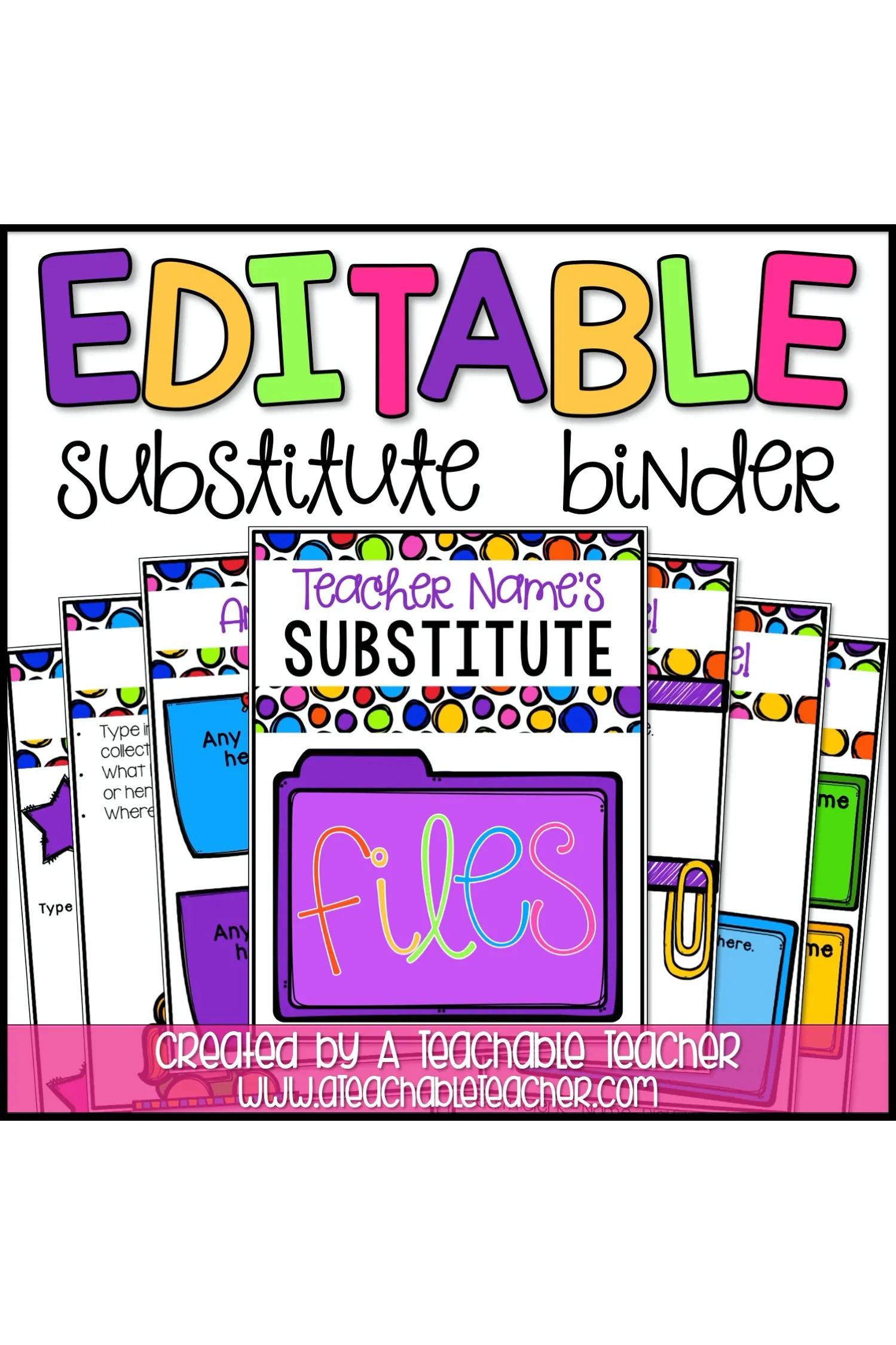 Editable Substitute Binder 2 Editable Substitute Binder 2