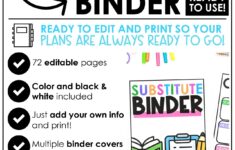 Editable Substitute Binder Color Black Line