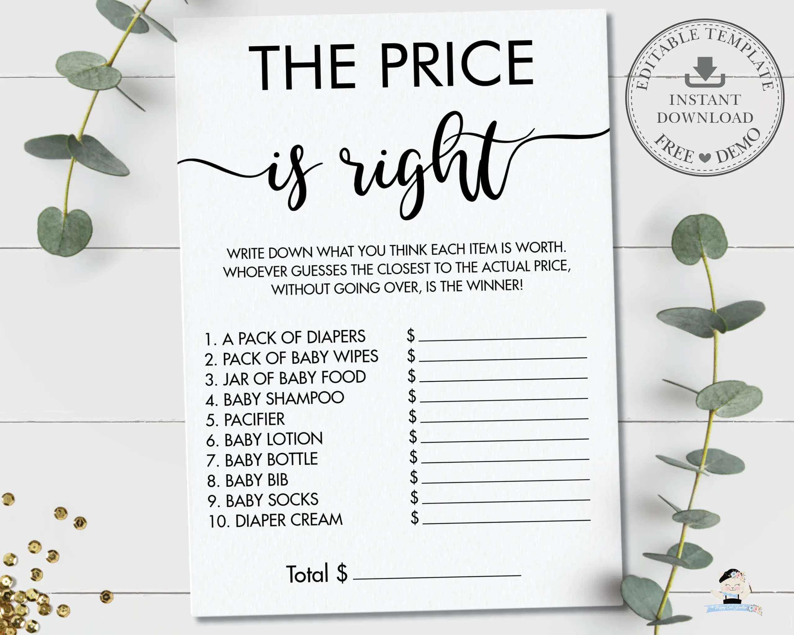 Editable Template The Price Is Right
