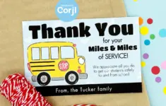 Editable Thank You For Your Service Bus Driver Appreciation Gift Tags Printable Digital File