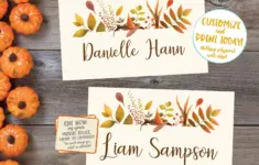 Editable Thanksgiving Place Cards Thanksgiving Name Cards Thanksgiving Placecards Friendsgiving Place Cards Printable Plaid Floral Leaves