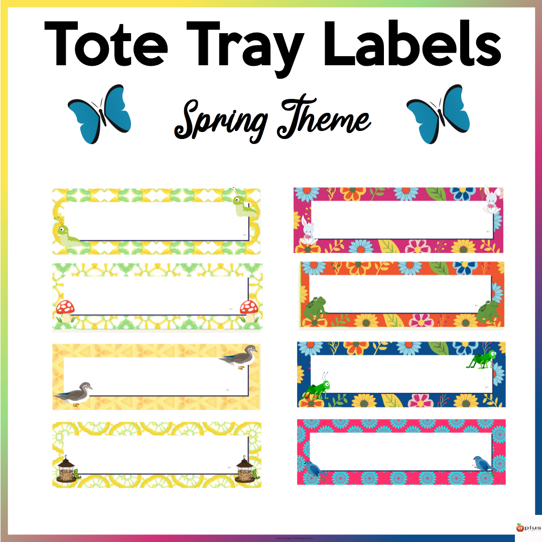 Editable Tote Tray Labels Spring Theme Editable Tote Tray Labels Spring Theme