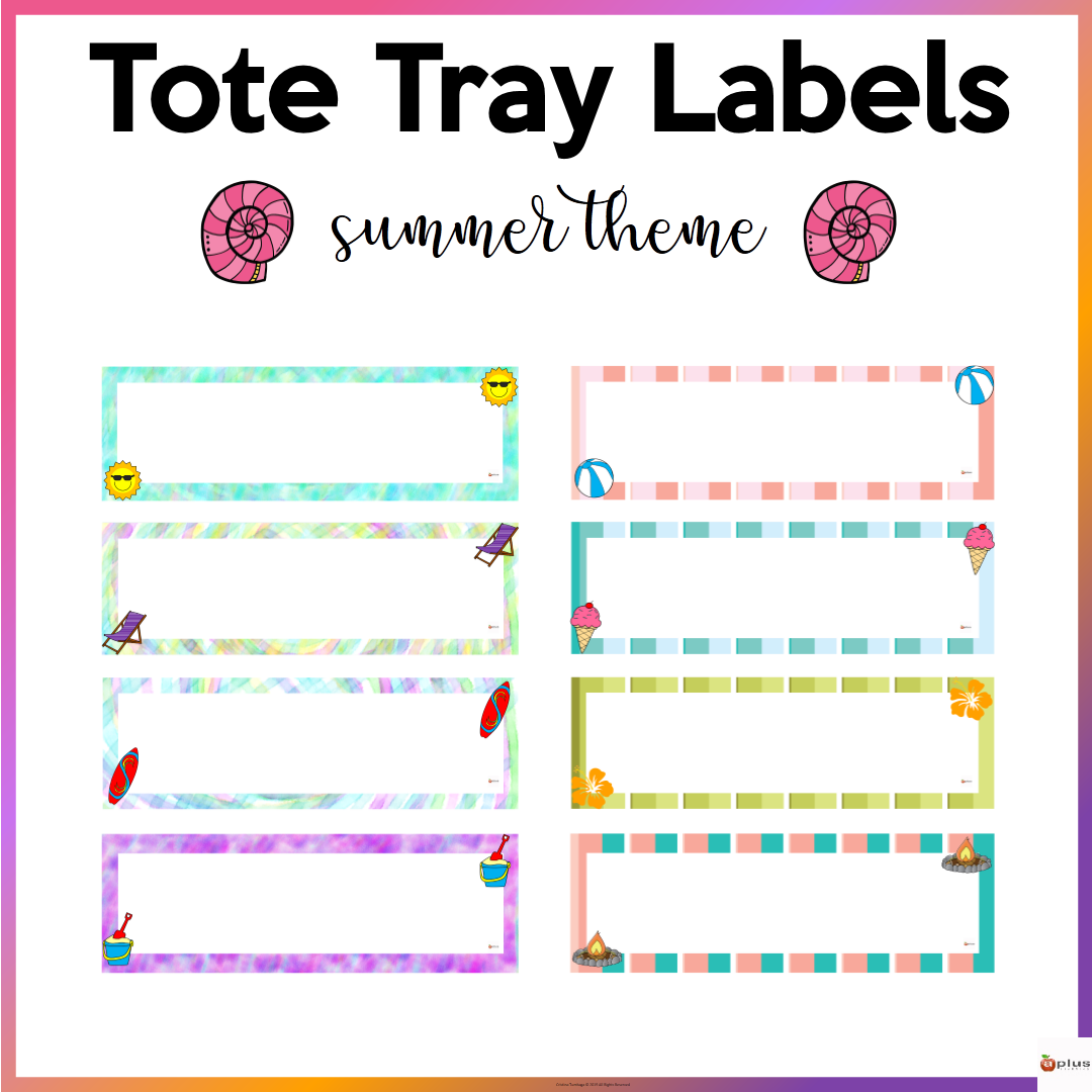 Editable Tote Tray Labels Summer Theme Editable Tote Tray Labels Summer Theme