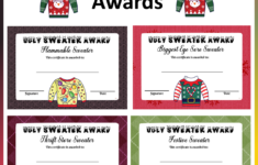 Editable Ugly Christmas Sweater Award Certificates