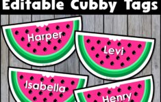 Editable Watermelon Themed Summer Cubby Tags Locker Labels