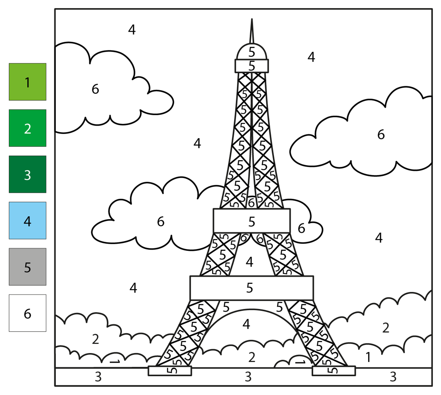 Eiffel Tower Color By Number Eiffel Tower Color By Number