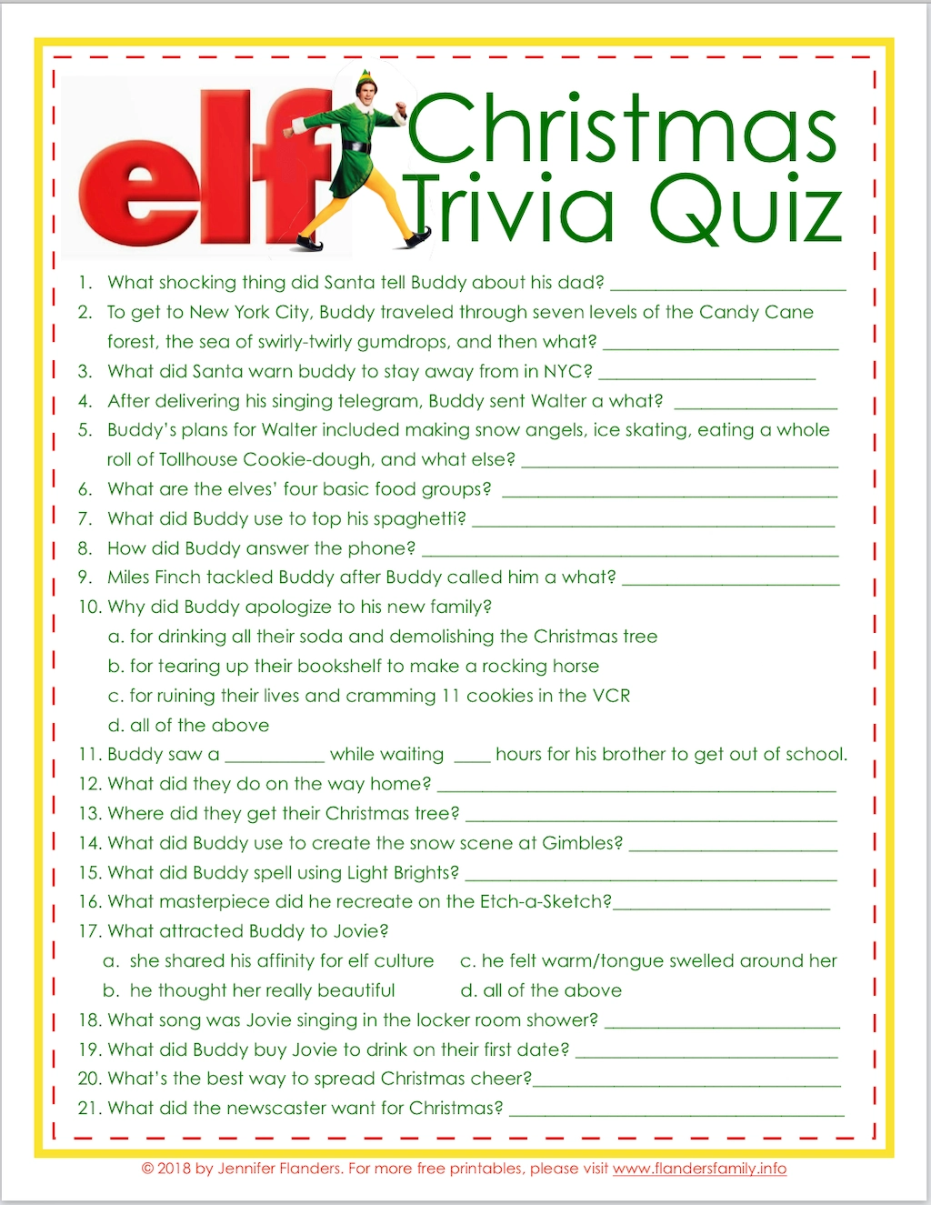 Elf Christmas Trivia Elf Christmas Trivia