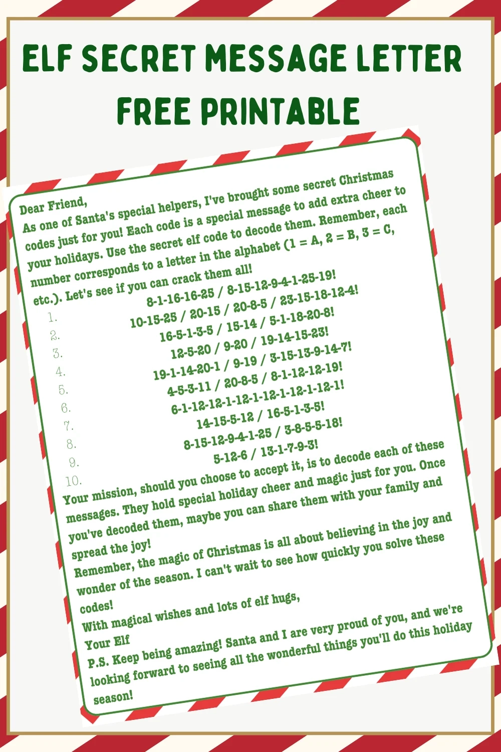 Elf On The Shelf Secret Message Printable