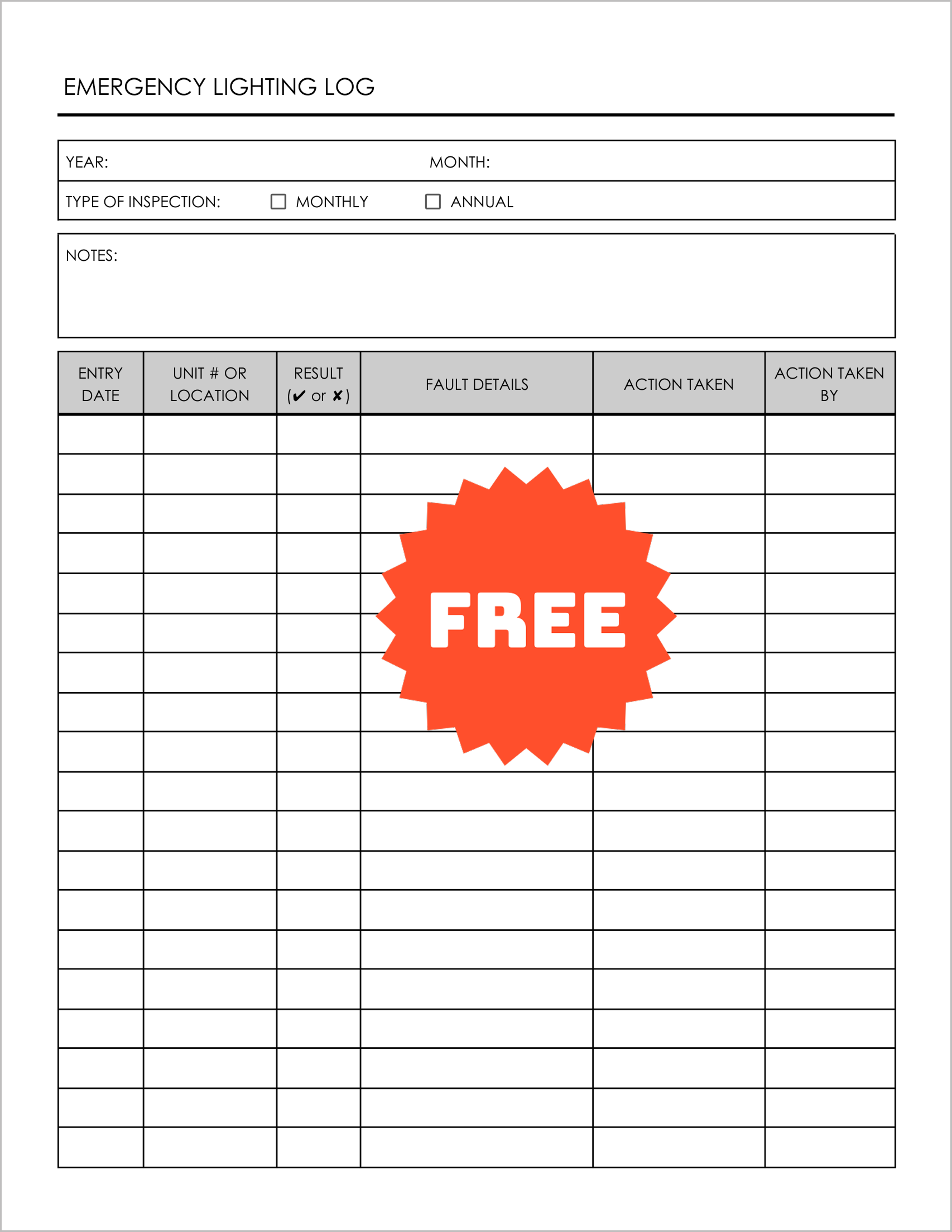 Emergency Lighting Logs Emergency Lighting Logs