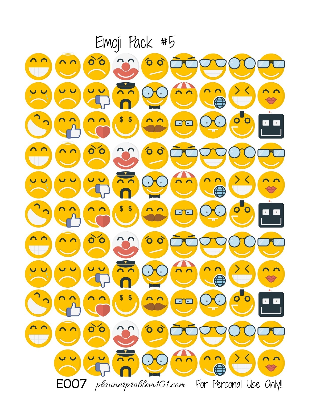 Emoji Pack 5 Free Printable Planner Stickers Emoji Pack 5 Free Printable Planner Stickers