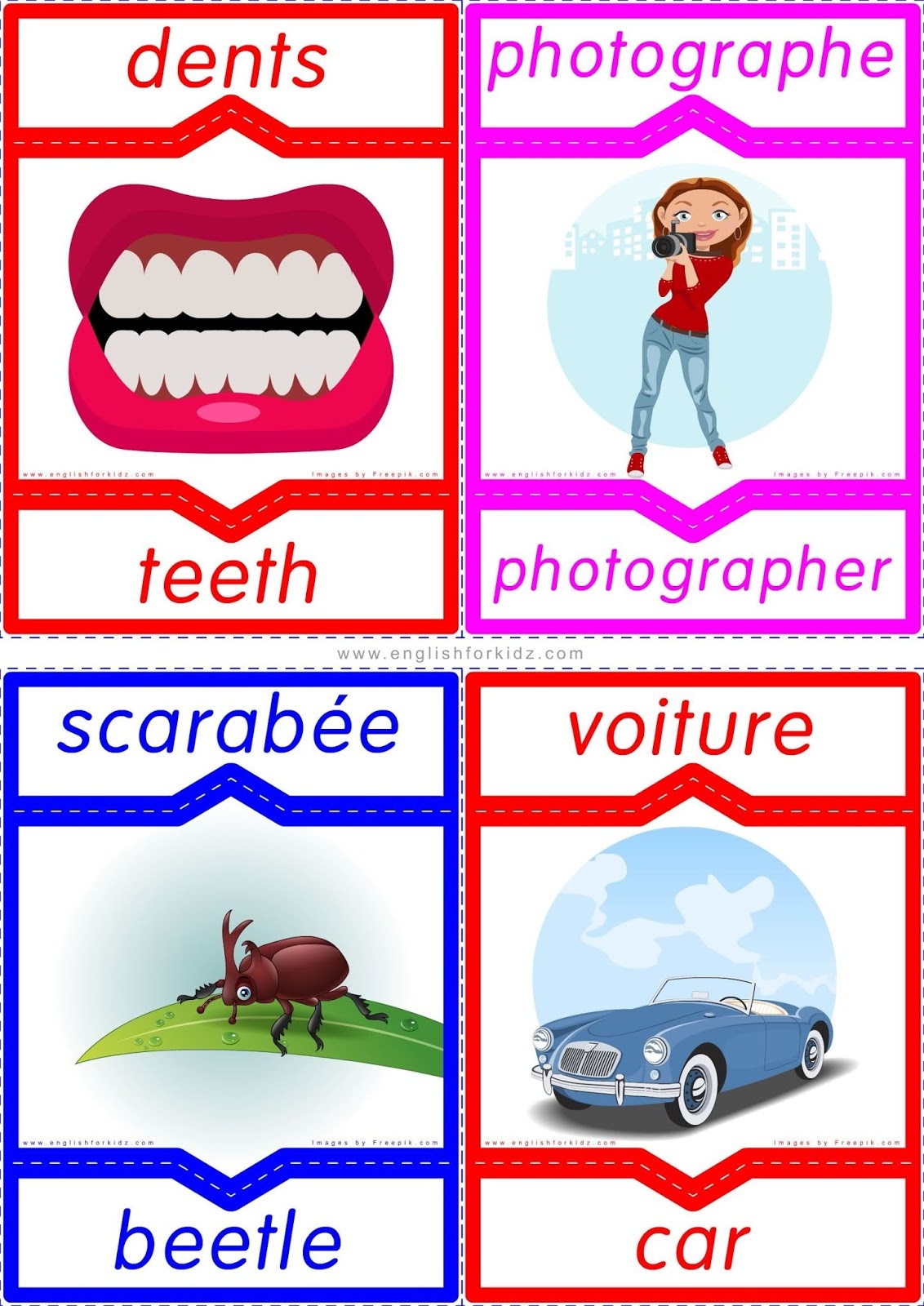 English French Flashcards English French Flashcards