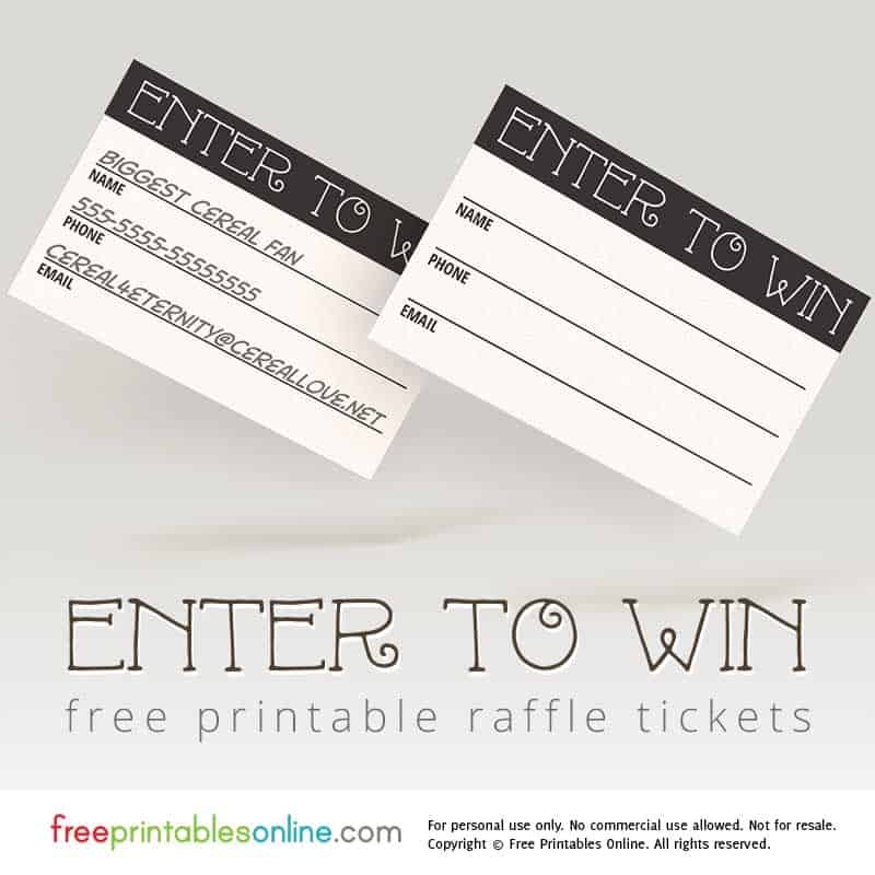 Enter To Win Printable Raffle Tickets