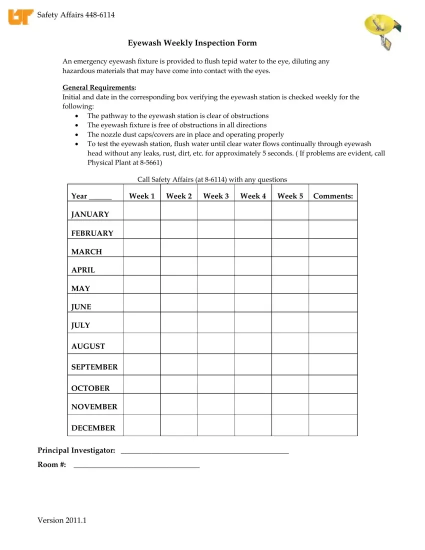 Eyewash Station Log Sheet