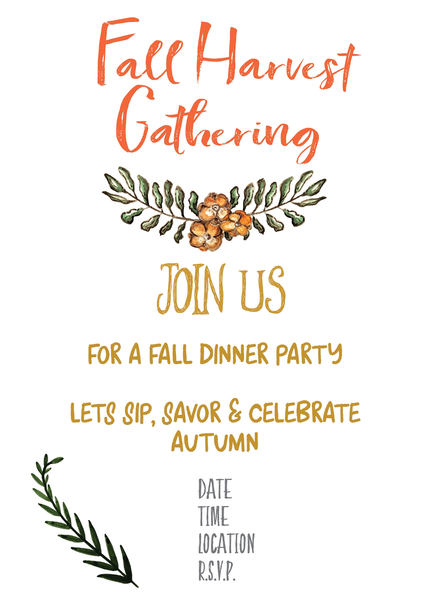 Fall Harvest Party Invitation Printable Fall Harvest Party Invitation Printable